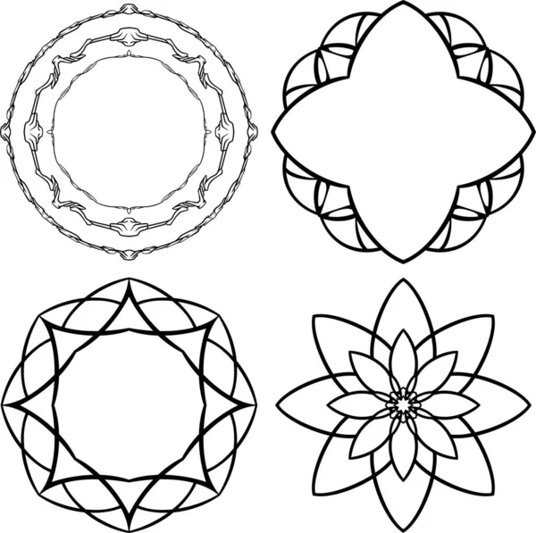 Set Quattro Modelli Con Elementi Mandala Isolati Uno Sfondo Bianco — Vettoriale Stock