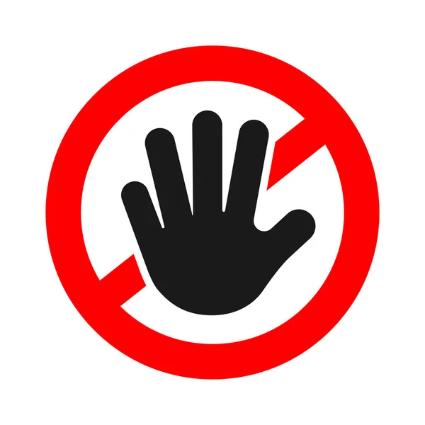 Sinal Proibição Parada Vermelha Simples Com Símbolo Mão Grande Ilustração — Vetor de Stock