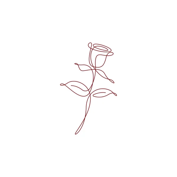 Red Rose Linha Arte Design Ilustração — Vetor de Stock