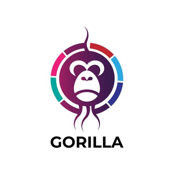 Gorila Grande Macaco Animal Selvagem Mascote Ilustração Vetor Ícone Logotipo — Vetor de Stock