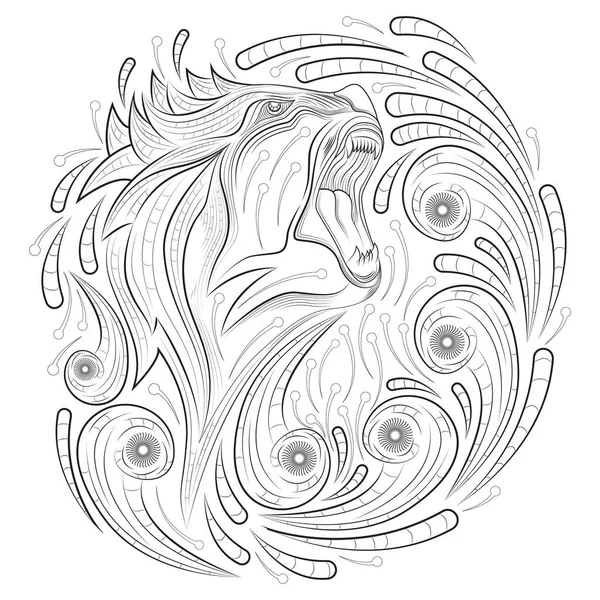 Una Ilustración Dragón Estilo Garabato Para Colorear Antiestrés — Archivo Imágenes Vectoriales