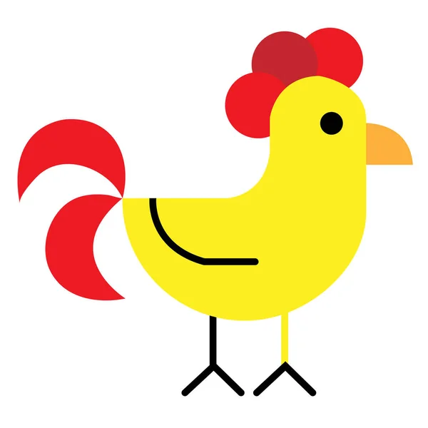 Illustration Cartoon Rooster Isolated White Background — Stock Vector