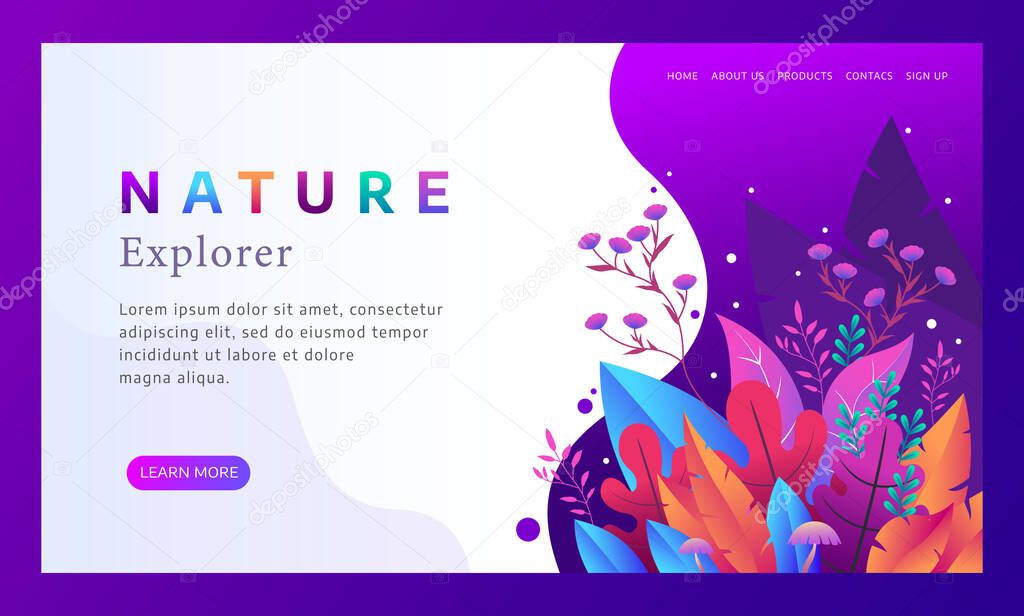 A nature vector illustration full of flowers and leaves for the landing page