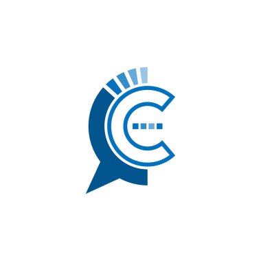 C harfi logo simgesi düz tasarım şablonu