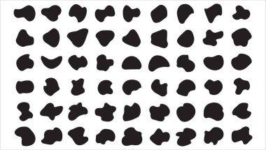 Beyaz arkaplanda garip siyah şekillerin bir vektörü