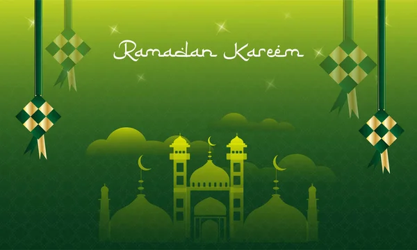 斋月用绿色伊斯兰壁纸的载体 — 图库矢量图片