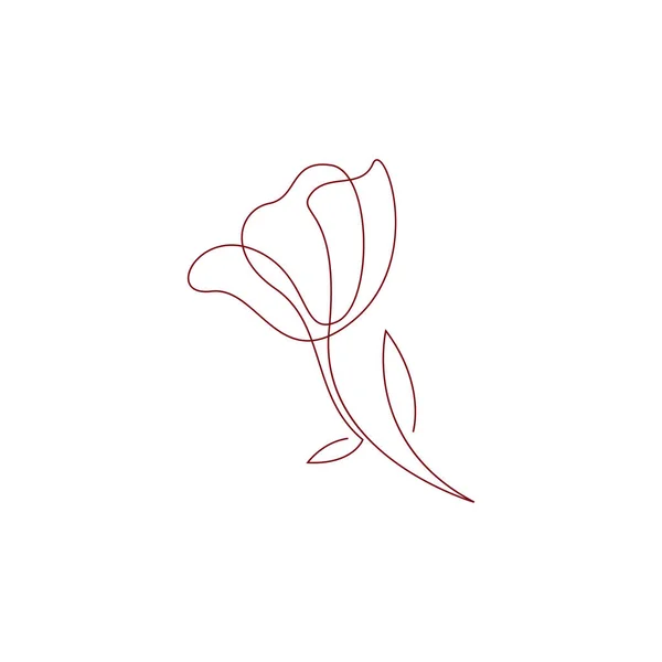 Ілюстрація Дизайну Лінії Червоної Троянди — стоковий вектор