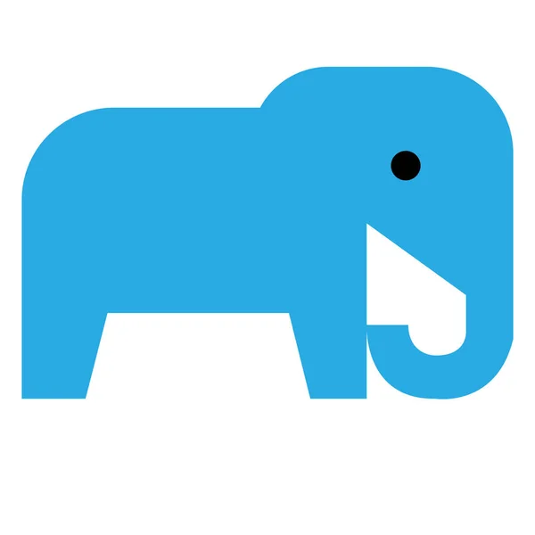Μια Απεικόνιση Ενός Μπλε Ελέφαντα Κινουμένων Σχεδίων Που Απομονώνεται Λευκό — Διανυσματικό Αρχείο