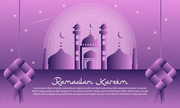 Purple Ramadan Mosque Card Writing Bottom — Stock Vector