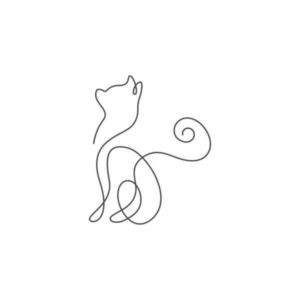 Gato Linha Arte Design Modelo Ilustração — Vetor de Stock