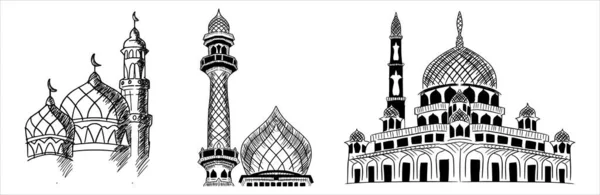 Une Mosquée Arabe Illustration Concept Art Design Pour Célébration Aïd — Image vectorielle