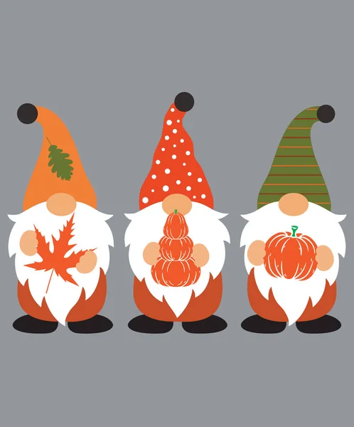 Fall Gnomes Happy Fall Thanksgiving Day Happy Harvest — Stock Vector