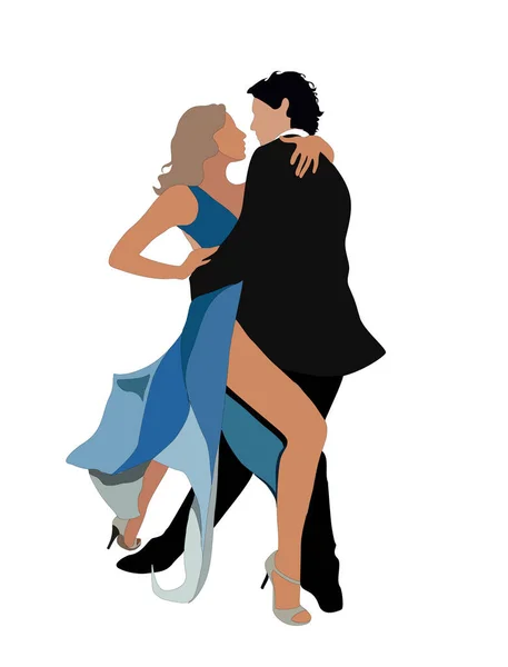 Danse Latine Danseurs Salsa Bachata Pose Tango Portant Des Costumes — Image vectorielle