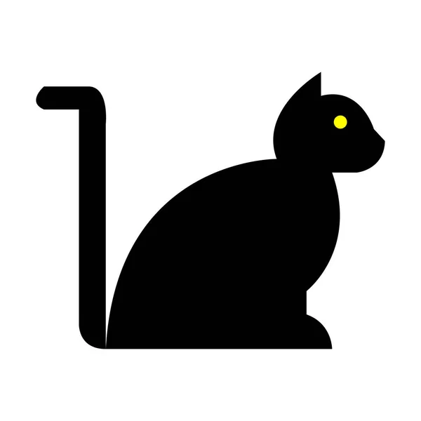 白地に隔離された黒猫のイラスト — ストックベクタ