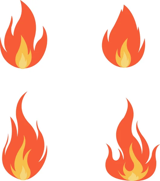 Красиві Піктограми Вогню Ізольовані Білому Тлі — стоковий вектор