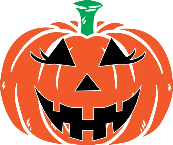 Egy Női Tök Arc Ikon Halloween Elszigetelt Fehér Alapon — Stock Vector