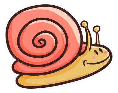 Kırmızı ve sarı salyangozun vektör görüntüsü.