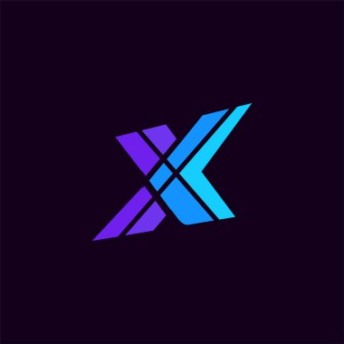 Mor arkaplanda 'X' harfi logo tasarımının bir vektörü