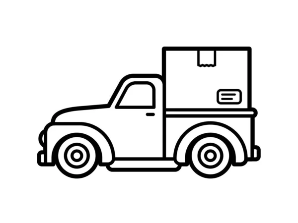 Lieferwagen Mit Paketsymbol Auf Weißem Hintergrund Fetter Umrissstil Vektorillustration — Stockvektor