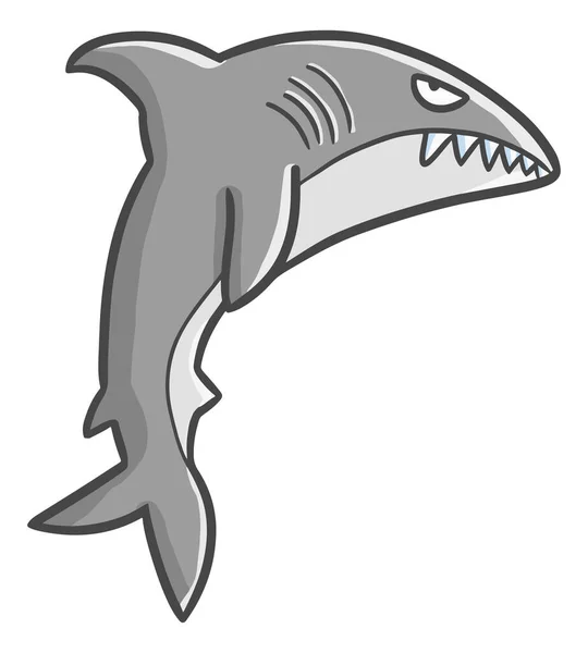 Uma Ilustração Tubarão Raivoso Pintado Graficamente Fundo Branco — Vetor de Stock