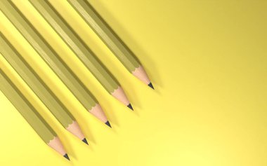 Sarı zemin üzerinde dört sarı kalem oluşturuluyor.