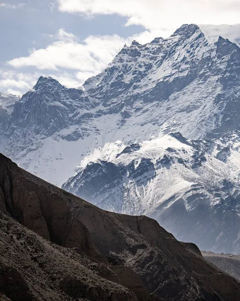 Une Vue Aérienne Montagne Nilgiri Vue Village Kagbeni Dans Haut — Photo