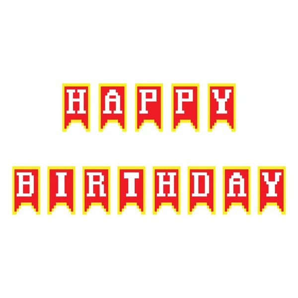 Happy Birthday Banner Pixel Art Vector Illustration — Stock Vector