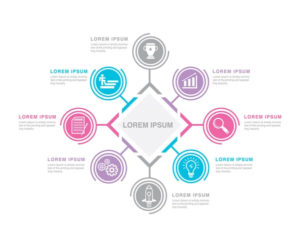 İş bilgisi, 2 - 8 adım, simge, iş simgesi, sunum, geometrik şekiller, vektör doğrusal bilgi ögesi.