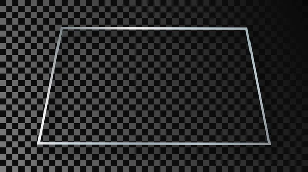 Срібна Рамка Трапецієподібної Форми Тіні Ізольована Темному Прозорому Фоні Блискуча — стоковий вектор