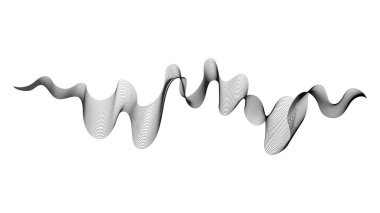Beyaz zemin üzerinde monokrom dalga gradyan çizgileri olan soyut arkaplan. Modern teknoloji arka planı, dalga tasarımı. Vektör illüstrasyonu