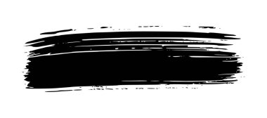 Siyah fırça darbesi. El çizimi mürekkep lekesi beyaz arka planda izole edilmiş. Vektör illüstrasyonu