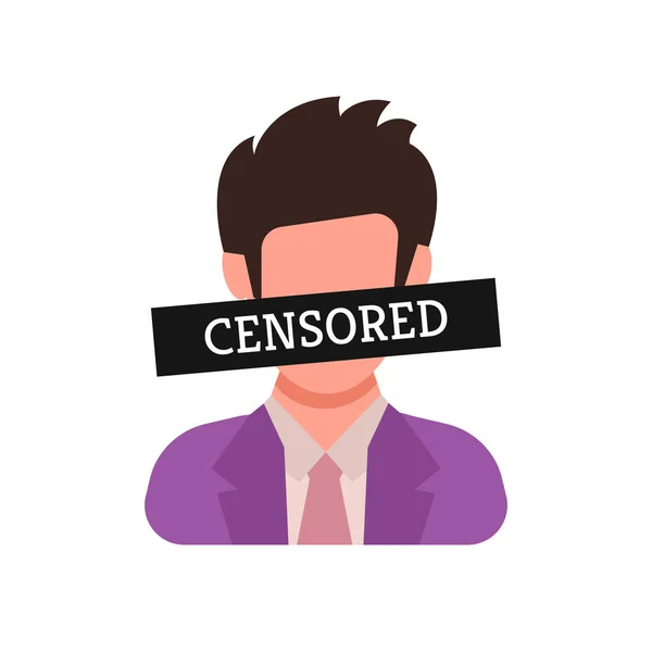 Ikonen Man Med Svart Censored Skylt Ansiktet Vektorillustration — Stock vektor