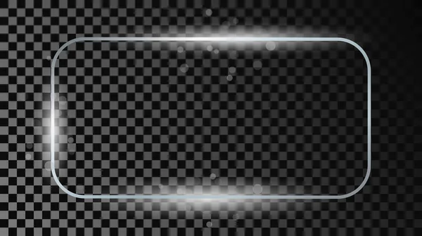 Silber Leuchtende Abgerundete Rechteckige Rahmen Mit Funkeln Isoliert Auf Transparentem — Stockvektor