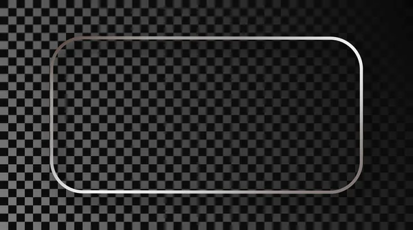 Срібна Сяюча Округла Прямокутна Рамка Тіні Ізольована Прозорому Фоні Блискуча — стоковий вектор