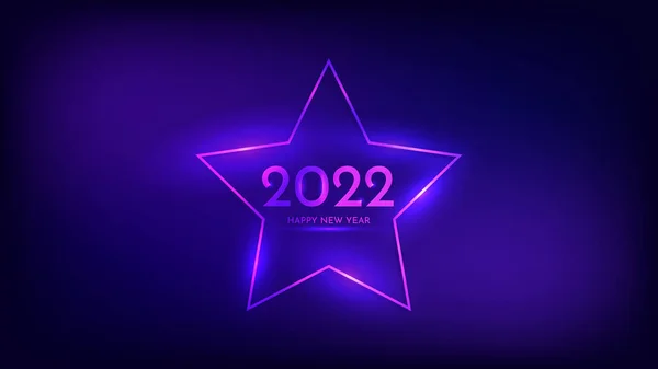2022 Happy New Year Neon Background Bingkai Neon Dalam Bentuk - Stok Vektor