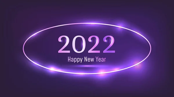 2022 Feliz Ano Novo Fundo Néon Moldura Oval Néon Com —  Vetores de Stock