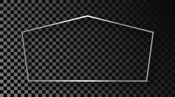 Koyu Şeffaf Arka Planda Gölgesi Olan Gümüş Parlayan Tetragon Şekilli — Stok Vektör