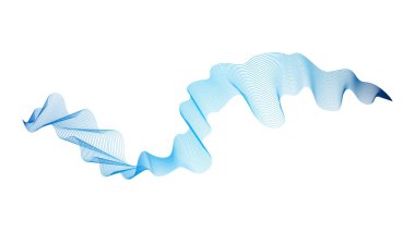 Beyaz zemin üzerinde mavi dalga gradyan çizgileri olan soyut arkaplan. Modern teknoloji arka planı, dalga tasarımı. Vektör illüstrasyonu