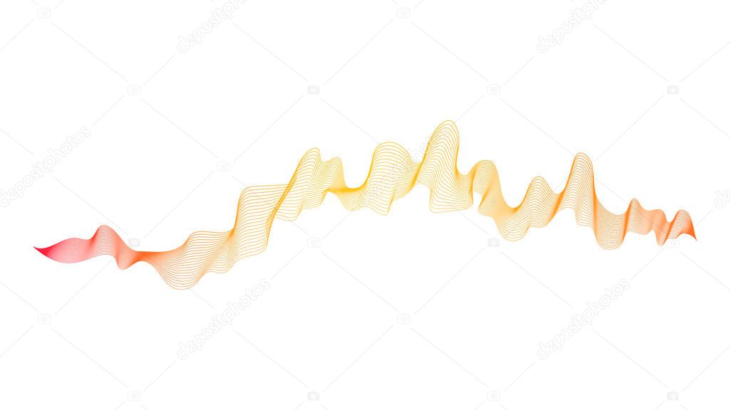 Abstract backdrop with orange wave gradient lines on white background. Modern technology background, wave design. Vector illustration