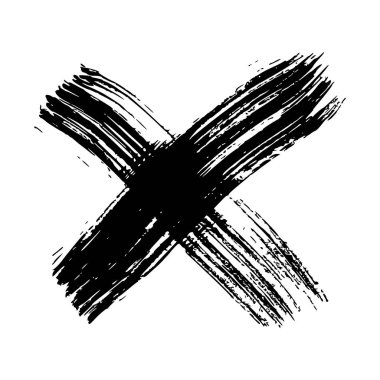 Elle çizilmiş haç sembolü. Beyaz arka plan üzerinde siyah çizim çapraz sembolü. Vektör çizimi