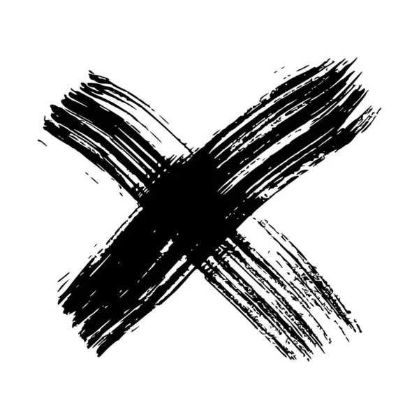 Croix Dessinée Main Esquisse Noire Symbole Croix Sur Fond Blanc — Image vectorielle