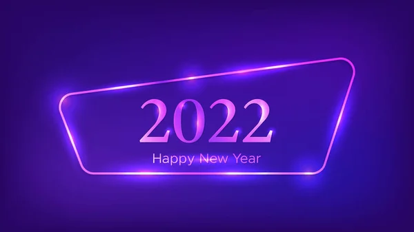 2022 Bonne Année Fond Néon Cadre Arrondi Néon Aux Effets — Image vectorielle