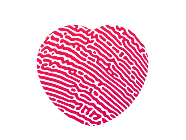 Fingerprint Heart Silhouette Red Heart Shape Human Finger Print Isolated — Stock Vector