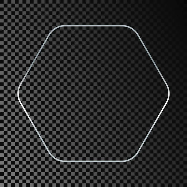 银色发光圆形六边形框架隔离在黑暗透明的背景 具有发光效果的新框架 矢量说明 — 图库矢量图片