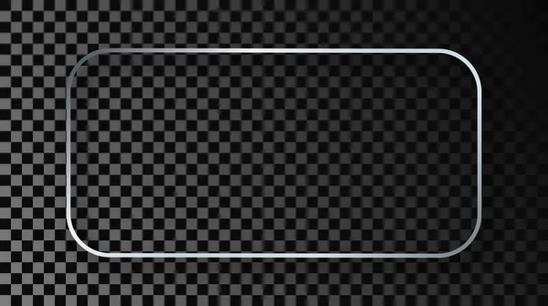 Срібна Сяюча Округла Прямокутна Рамка Тіні Ізольована Прозорому Фоні Блискуча — стоковий вектор