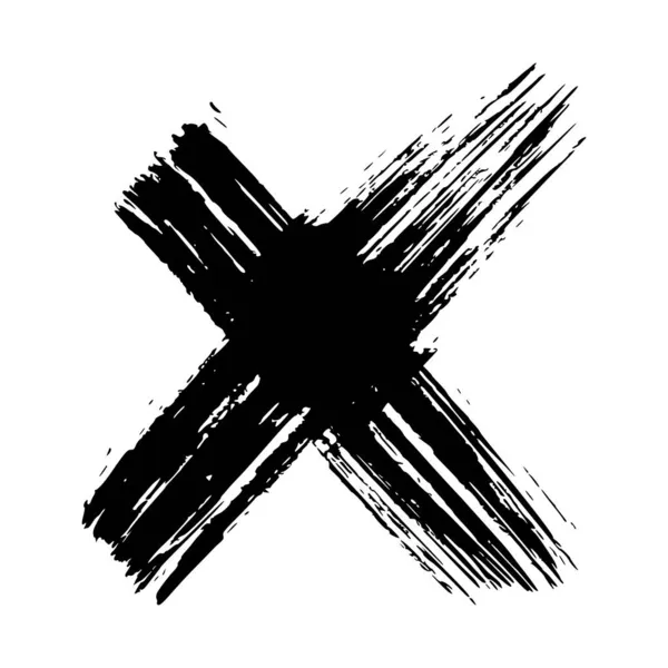 Hand Getekende Kruis Symbool Zwarte Schets Kruis Symbool Witte Achtergrond — Stockvector
