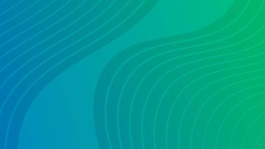 Dalga çizgileri olan modern renkli bir arkaplan. Yeşil geometrik soyut sunum arkaplanı. Vektör illüstrasyonu
