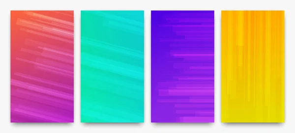 Çizgileri Olan Dört Modern Renkli Arkaplan Seti Parlak Geometrik Soyut — Stok Vektör