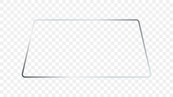 Ασημί Λαμπερό Στρογγυλεμένο Τραπεζοειδές Σχήμα Πλαίσιο Απομονώνονται Διαφανές Φόντο Γυαλιστερό — Διανυσματικό Αρχείο