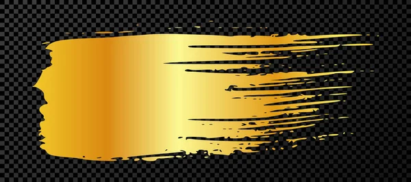 Altın fırça darbesi. El çizimi mürekkep lekeleri koyu şeffaf arka planda izole. Vektör illüstrasyonu